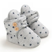 Newborn Infant Baby Girl Boy Cotton Booties Stay On Sock Slippers Soft Bedroom Shoes Non-Skid Ankle Boots Toddler Crib Warm Shoe First Walker Birthday Shower Gift 0-18M